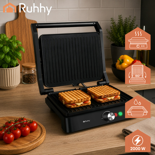 eng_pl_Ruhhy-26176-2000W-Electric-Grill-Toaster-19361_1 Elektrisk kontaktgrill og paninigrill 2000 W med temperaturregulering – sort