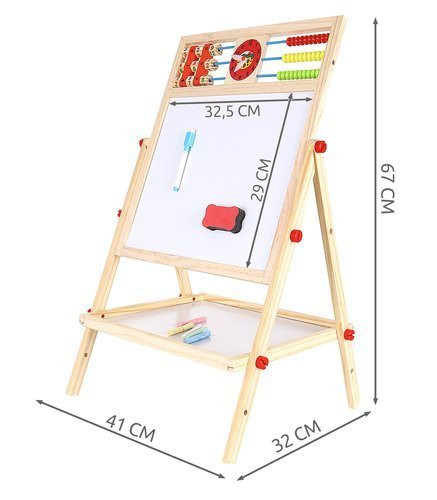 115535.jpg Dobbeltsidet tegnetavle i træ 6-i-1 med tilbehør – 67 cm