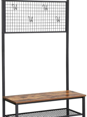 Skohylde med tøjbøjle XL vintage brun/sort industrielt design
