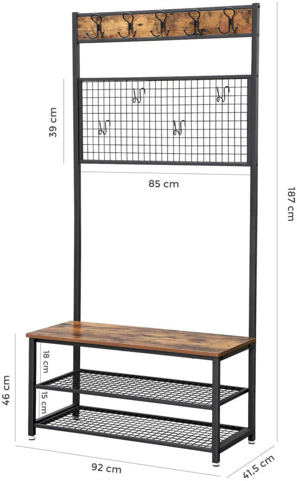 115672.jpg Skohylde med tøjbøjle XL vintage brun/sort industrielt design