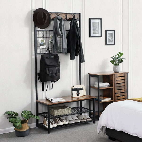 115674.jpg Skohylde med tøjbøjle XL vintage brun/sort industrielt design
