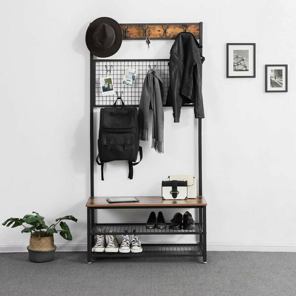 115675.jpg Skohylde med tøjbøjle XL vintage brun/sort industrielt design