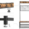 115676.jpg Skohylde med tøjbøjle XL vintage brun/sort industrielt design