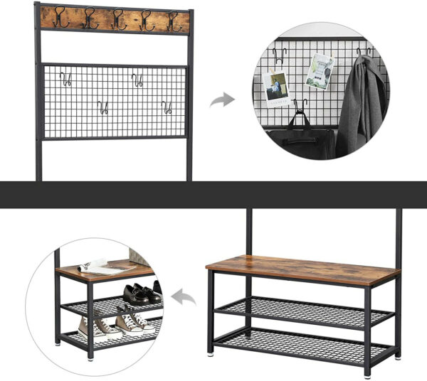 115677.jpg Skohylde med tøjbøjle XL vintage brun/sort industrielt design