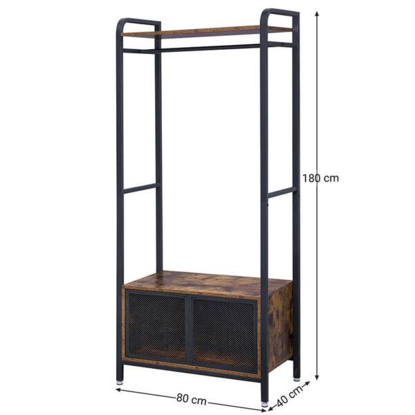 116369.jpg Garderobestativ med skohylde 80×40×180 cm vintage brun træ/stål finish