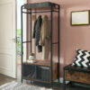 116370.jpg Garderobestativ med skohylde 80×40×180 cm vintage brun træ/stål finish
