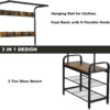 116752.jpg Garderobestativ med 2 skohylder, 9 knager & bænk brun/sort 72×33,7×183 cm industrielt design