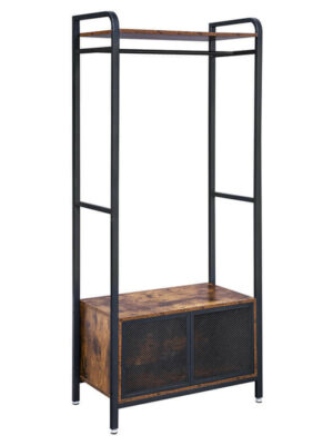 Garderobestativ med skohylde 80×40×180 cm vintage brun træ/stål finish