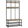120582.jpg Tøjbøjle med 12 kroge, bænk & skohylder greige træ/metal industrielt design
