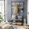 120584.jpg Tøjbøjle med 12 kroge, bænk & skohylder greige træ/metal industrielt design