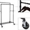 Industrielt tøjstativ med 2 stænger & hjul sort 100×59×146-162 cm – maks 110 kg kapasitet