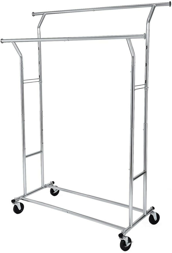 121675.jpg Tøjstativ på hjul i metal max 110 kg bæreevne sort stål