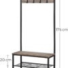 122489.jpg Garderobestativ til hallopbevaring med tøjbøjle & skohylde 175 cm træ/stål industrielt design
