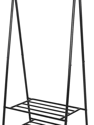 Tøjstativ med 2 skohylder sort 88×155×41 cm stål