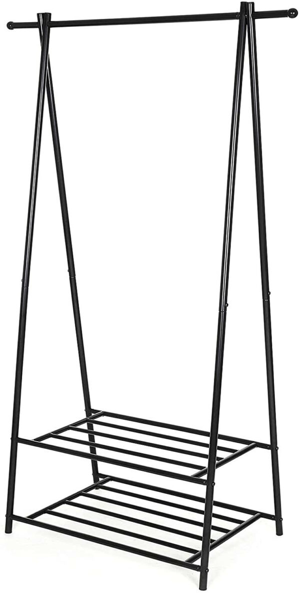 122586.jpg Tøjstativ med 2 skohylder sort 88×155×41 cm stål