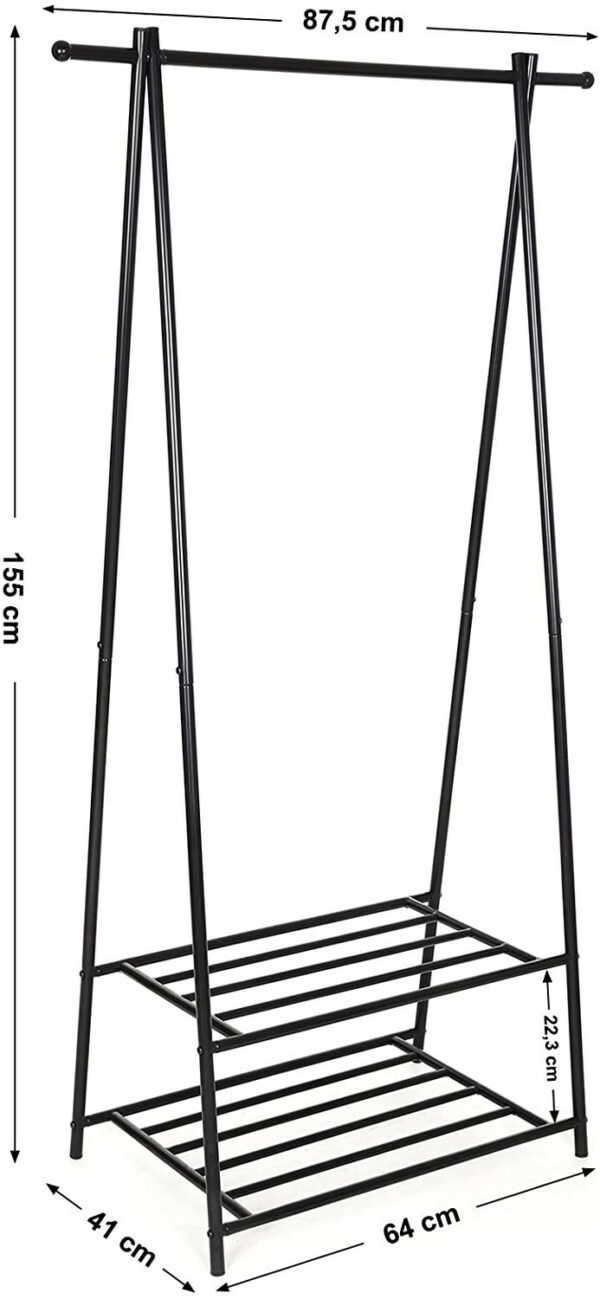 122589.jpg Tøjstativ med 2 skohylder sort 88×155×41 cm stål