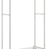 HSR060W01-0.jpg Tøjstativ med 2 stænger, hylde & hjul hvid – industrielt pibe design