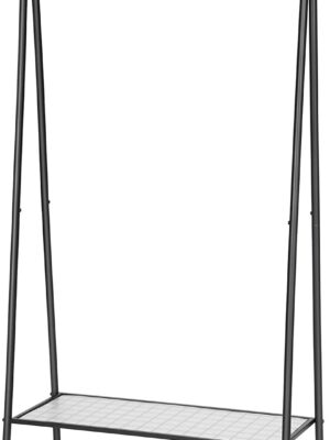 Tøjstativ i stål mat sort 92,5×33,5×153 cm