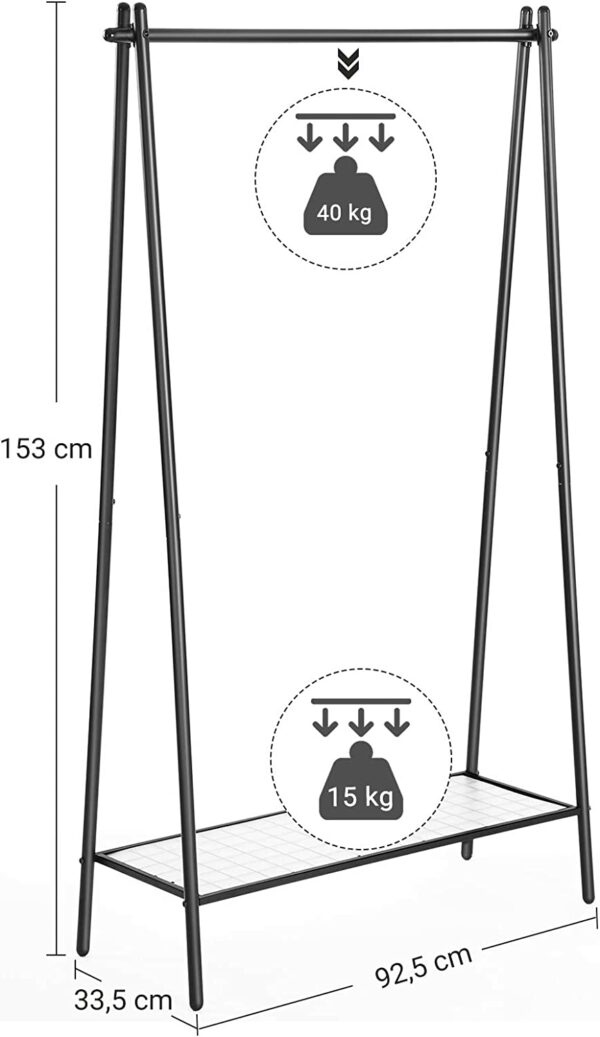 HSR23BK-4.jpg Tøjstativ i stål mat sort 92,5×33,5×153 cm
