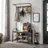 Tøjbøjle med skobænk 337×84×183 cm træ/metal design