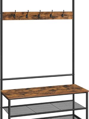 XL tøjbøjle med 11 kroge, bænk & 2 skoholdere – industrielt design