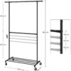 HSR62BK-2.jpg Rulbart tøjstativ 110 kg med hjul – industrielt rørdesign sort