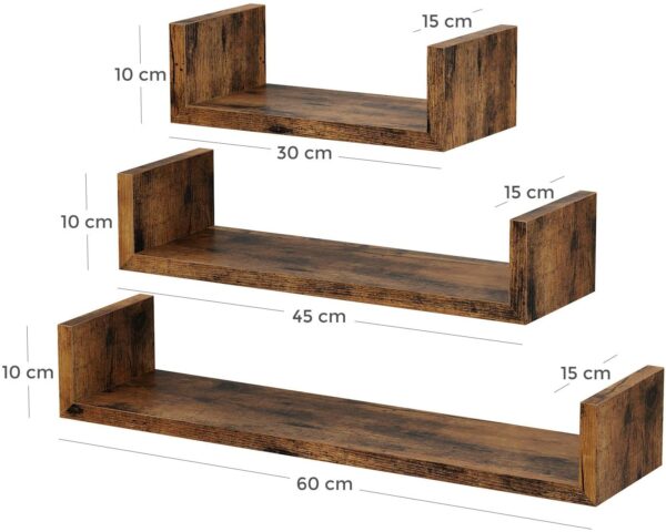 LWS066T01-3.jpeg Væghylde sæt U-formet 3 stk vintage brun træ 60×45×30 cm